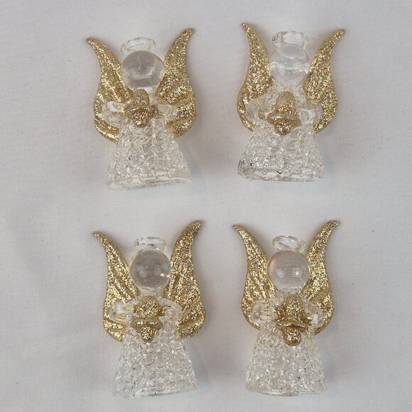Giftco Clear Glass Angel Ornaments with Golden Glittery Wings Lot of 6 - Picture 9 of 16